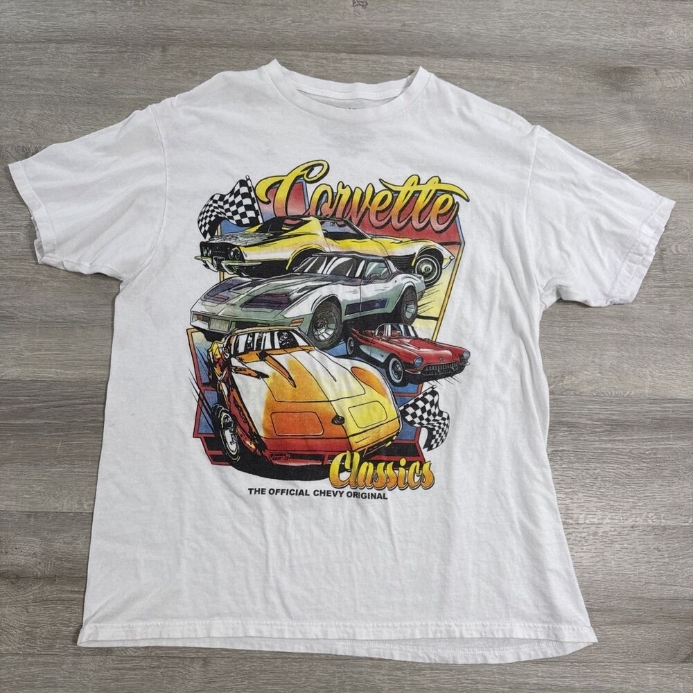Corvette Shirt Men’s XL Chevrolet Chevy Classic Cars Racing White Chemistry